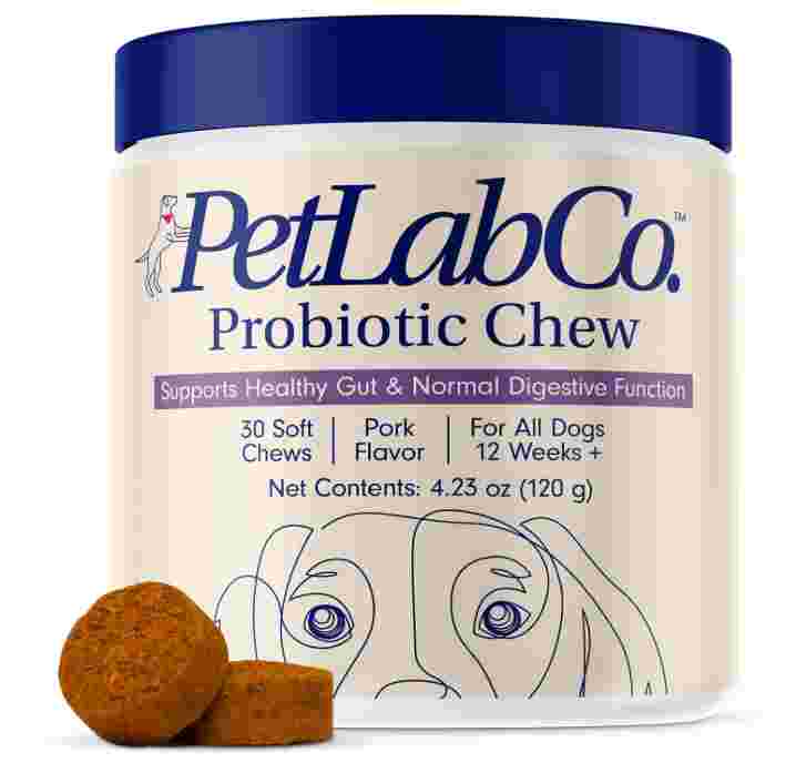 PetLab Co. Gut Health Probiotics for Dogs — Pork-Flavor Soft Chews for Digestive Support, Occasional Diarrhea Relief & Seasonal Allergy Help — 30 Count